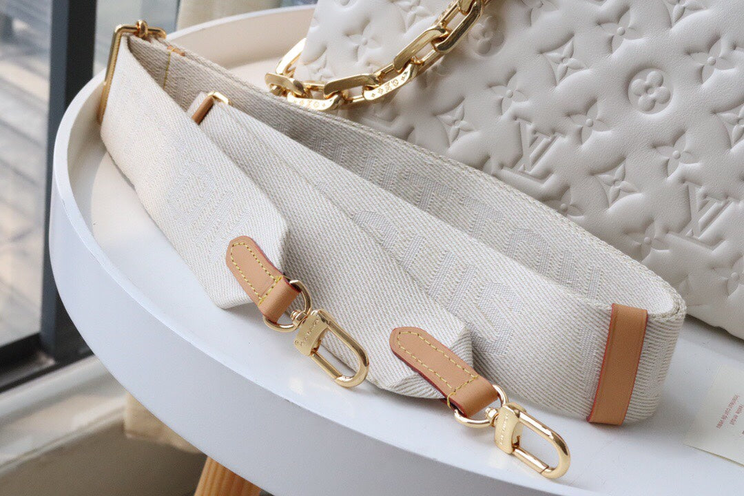 White Embossed Chain Handbag