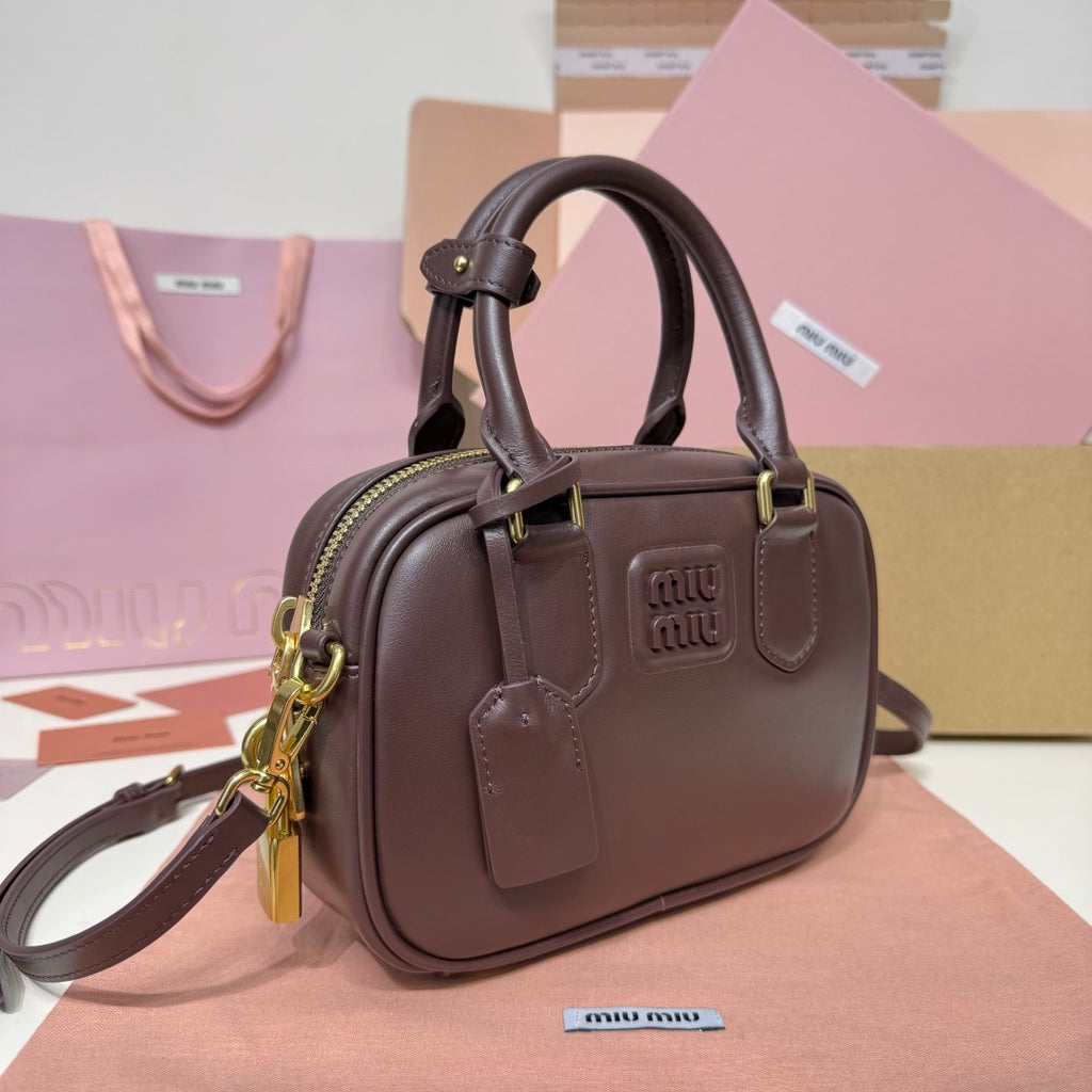 Dark Brown Top-Handle Bag with Shoulder Strap