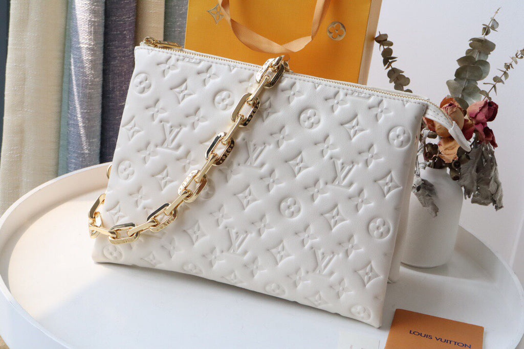 White Embossed Chain Handbag
