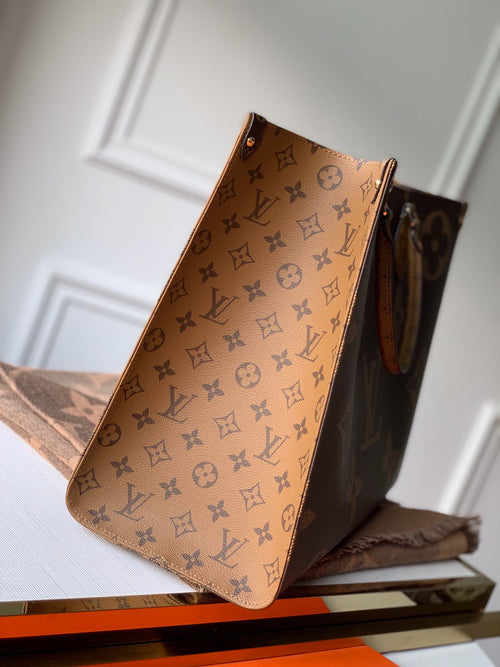 Tan Oversized Monogram Tote Bag