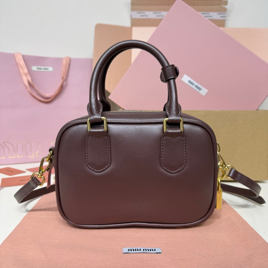 Dark Brown Top-Handle Bag with Shoulder Strap
