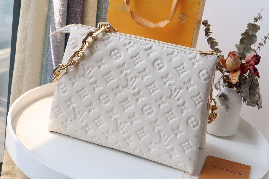 White Embossed Chain Handbag