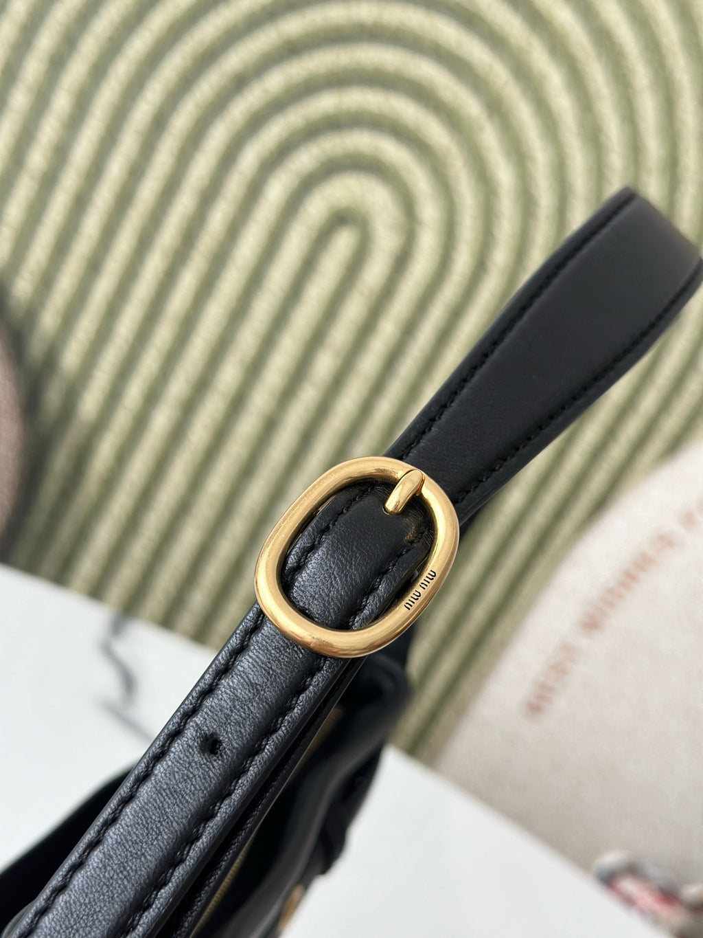 Black Shoulder Bag with Gold-Tone Belt Detail