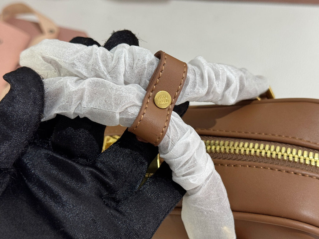 Caramel Brown Top-Handle Bag with Gold-Tone Zip