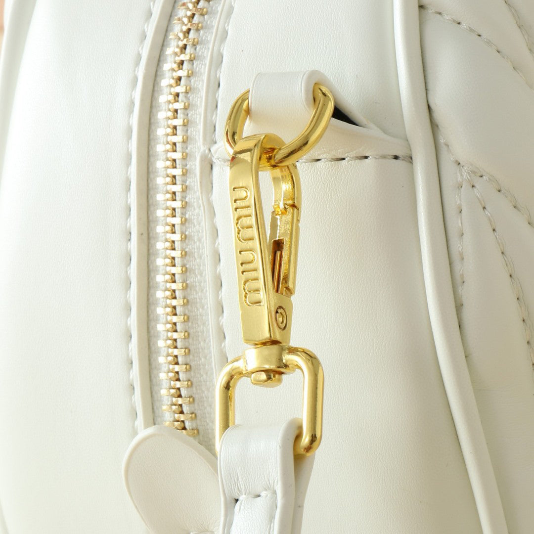 Ivory Ruched Dome Bag with Shoulder Strap