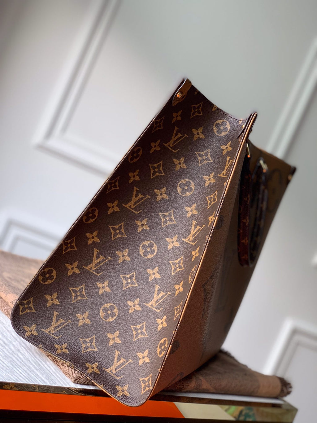 Tan Oversized Monogram Tote Bag