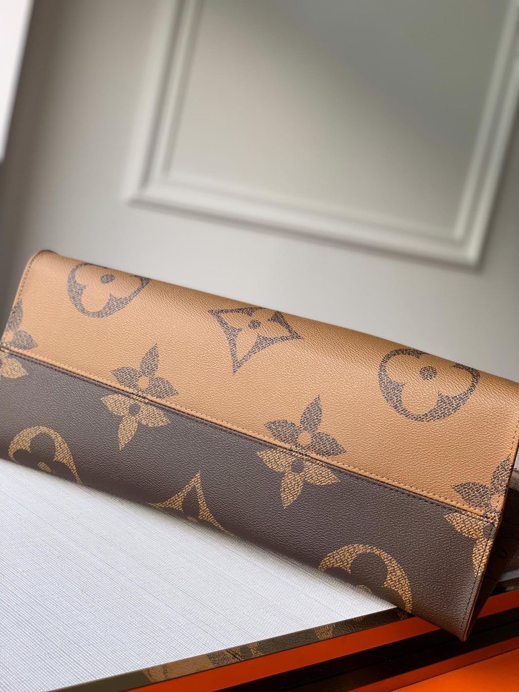 Tan Oversized Monogram Tote Bag