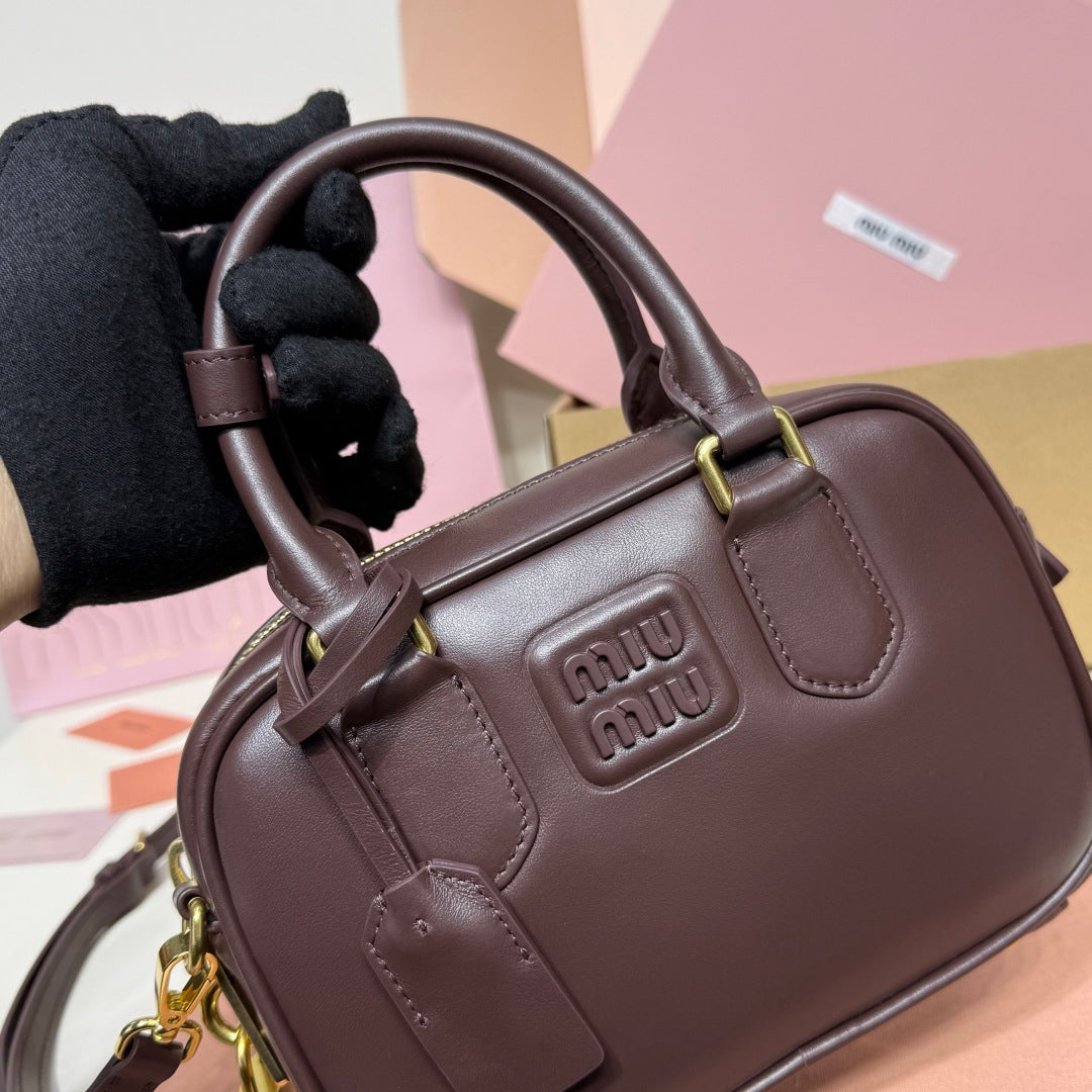 Dark Brown Top-Handle Bag with Shoulder Strap