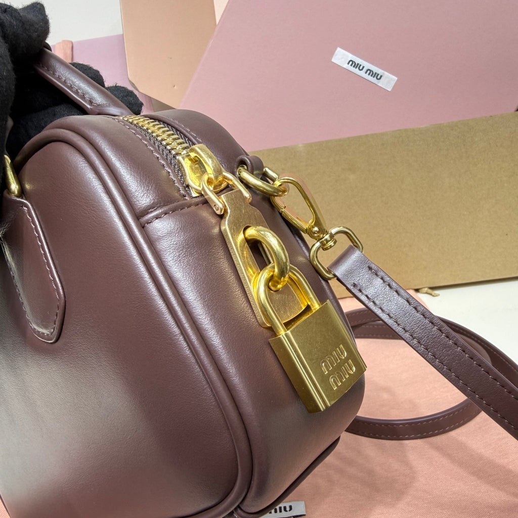 Dark Brown Top-Handle Bag with Shoulder Strap