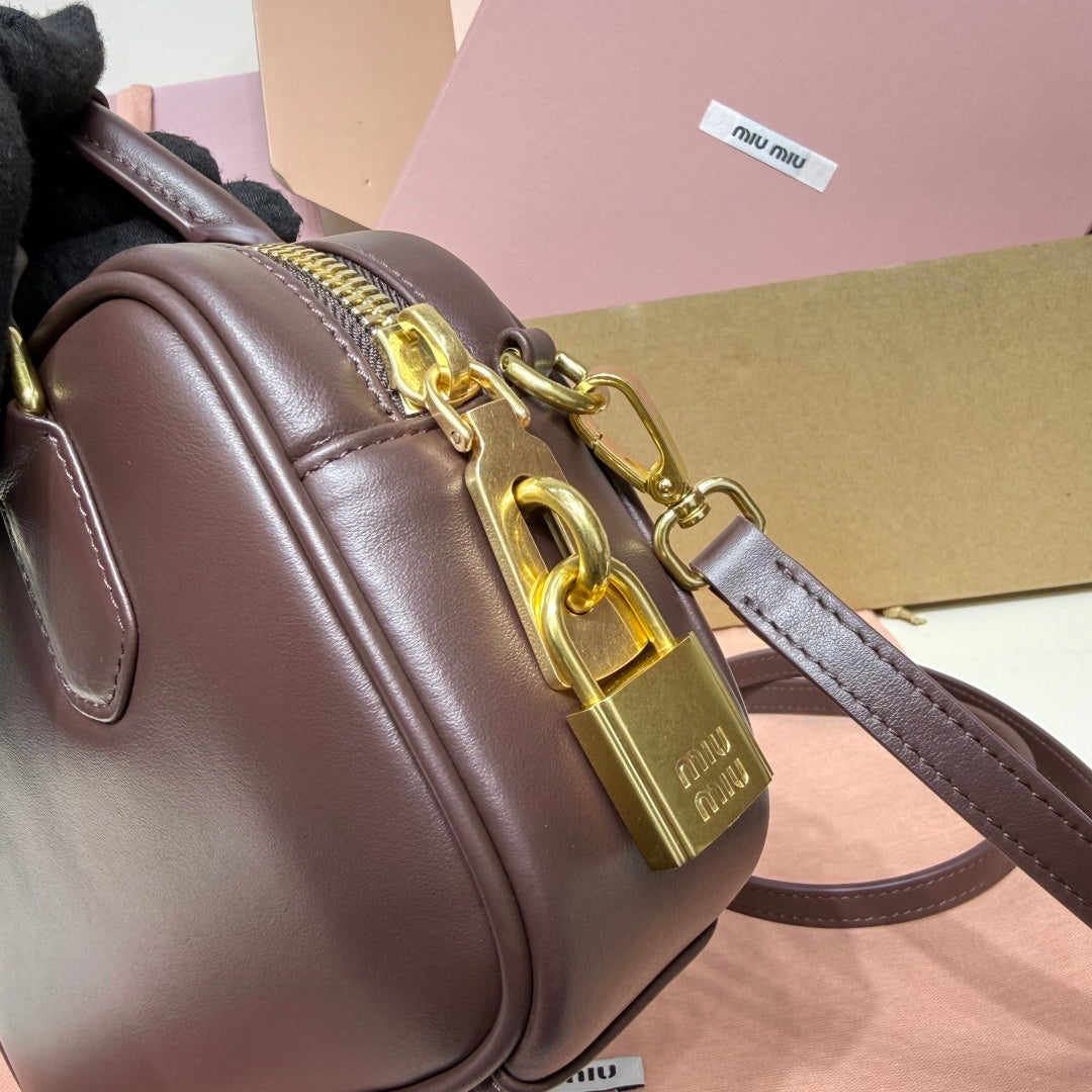 Dark Brown Top-Handle Bag with Shoulder Strap