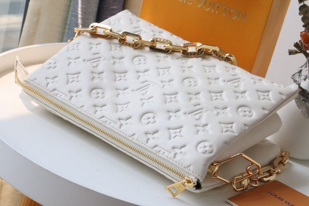 White Embossed Chain Handbag