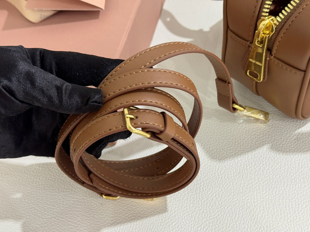 Caramel Brown Top-Handle Bag with Gold-Tone Zip