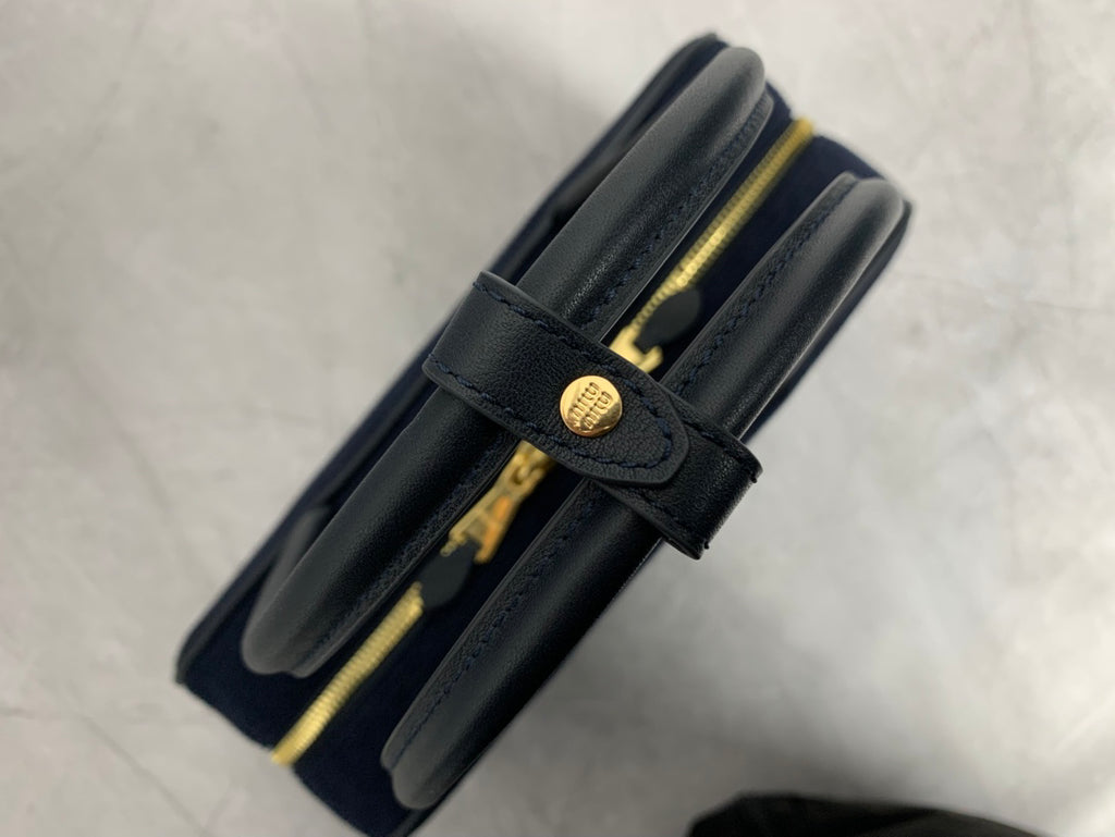 Dark Navy Ribbed Bag with Twin Handles