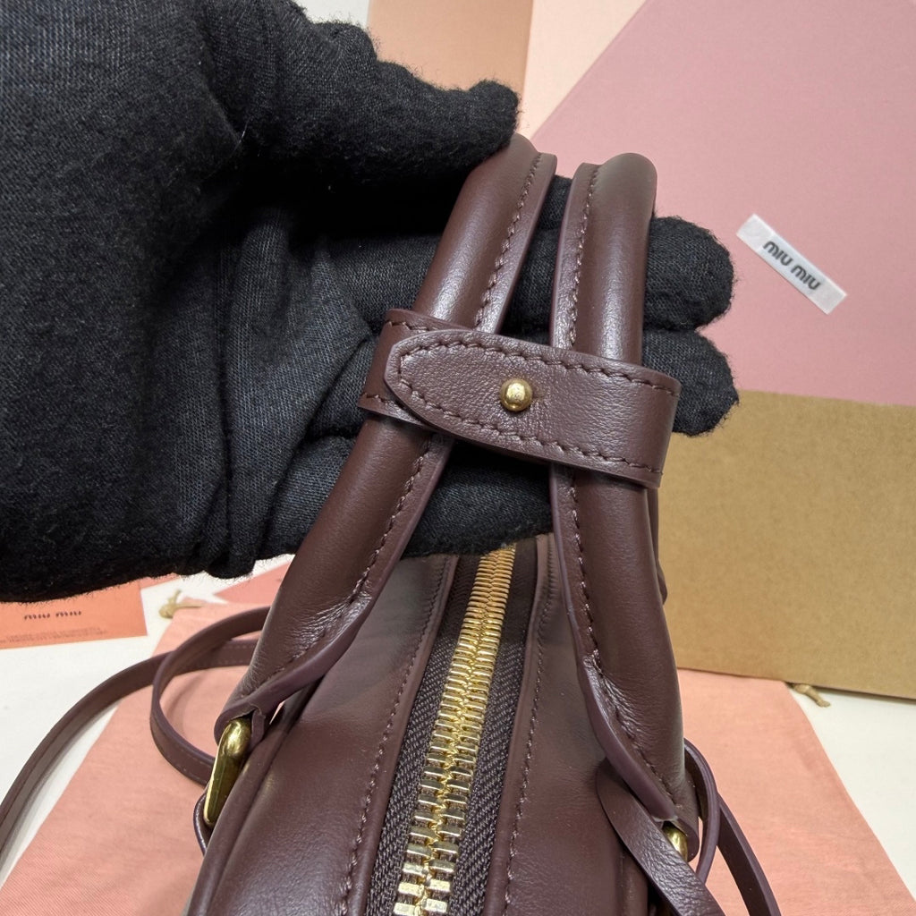 Dark Brown Top-Handle Bag with Shoulder Strap