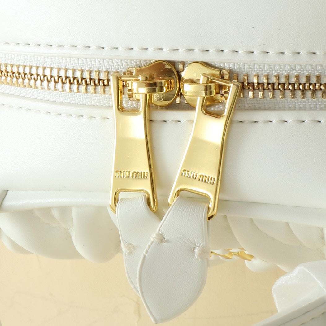 Ivory Ruched Dome Bag with Shoulder Strap