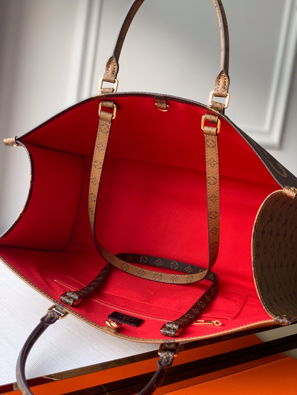 Tan Oversized Monogram Tote Bag
