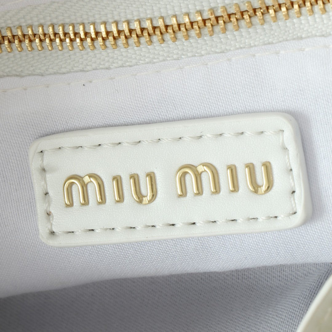 Ivory Ruched Dome Bag with Shoulder Strap
