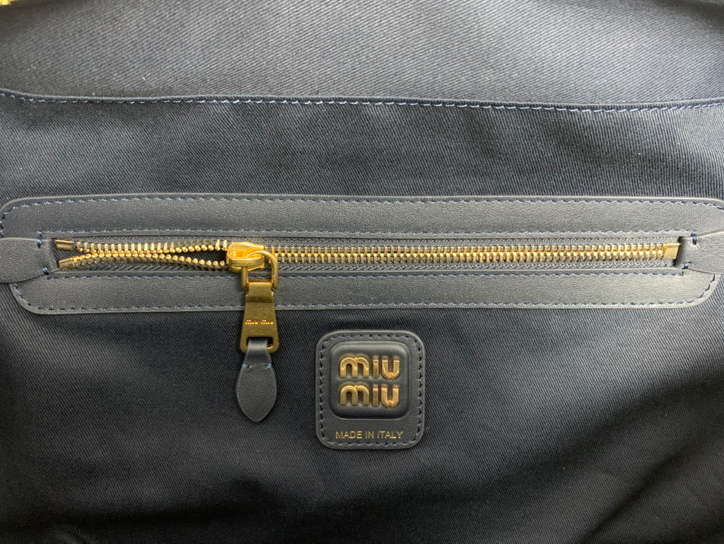 Dark Navy Ribbed Bag with Twin Handles